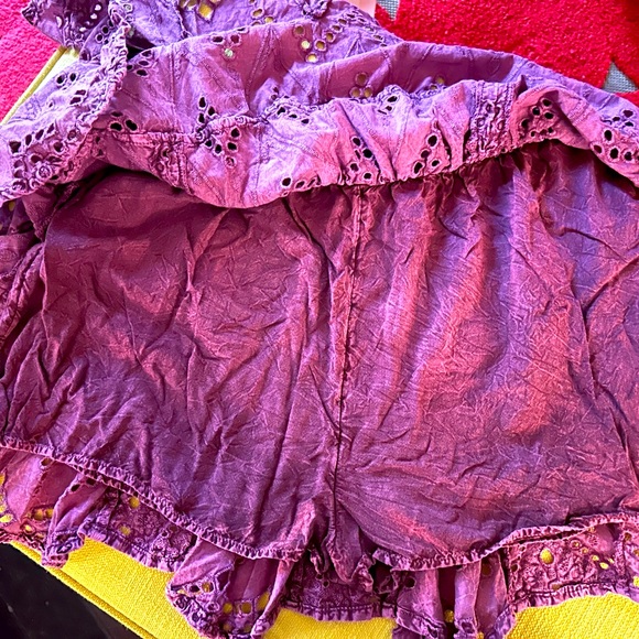FREE PEOPLE Serenity Eyelet Mini Skirt Skort in Dreamy Mulberry M - Picture 6 of 8